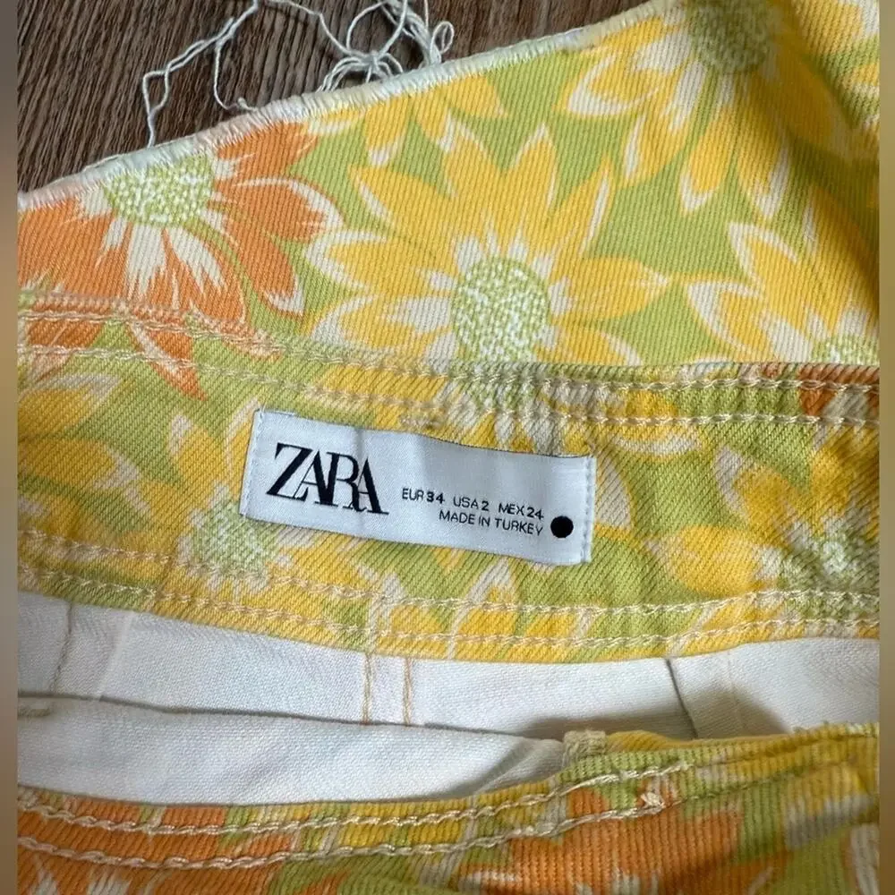 Zara marine straight leg flare daisy denim size 2 - Picture 4 of 4